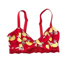 Intimately by Free People Red Lemon Floral Lace Bralette XS